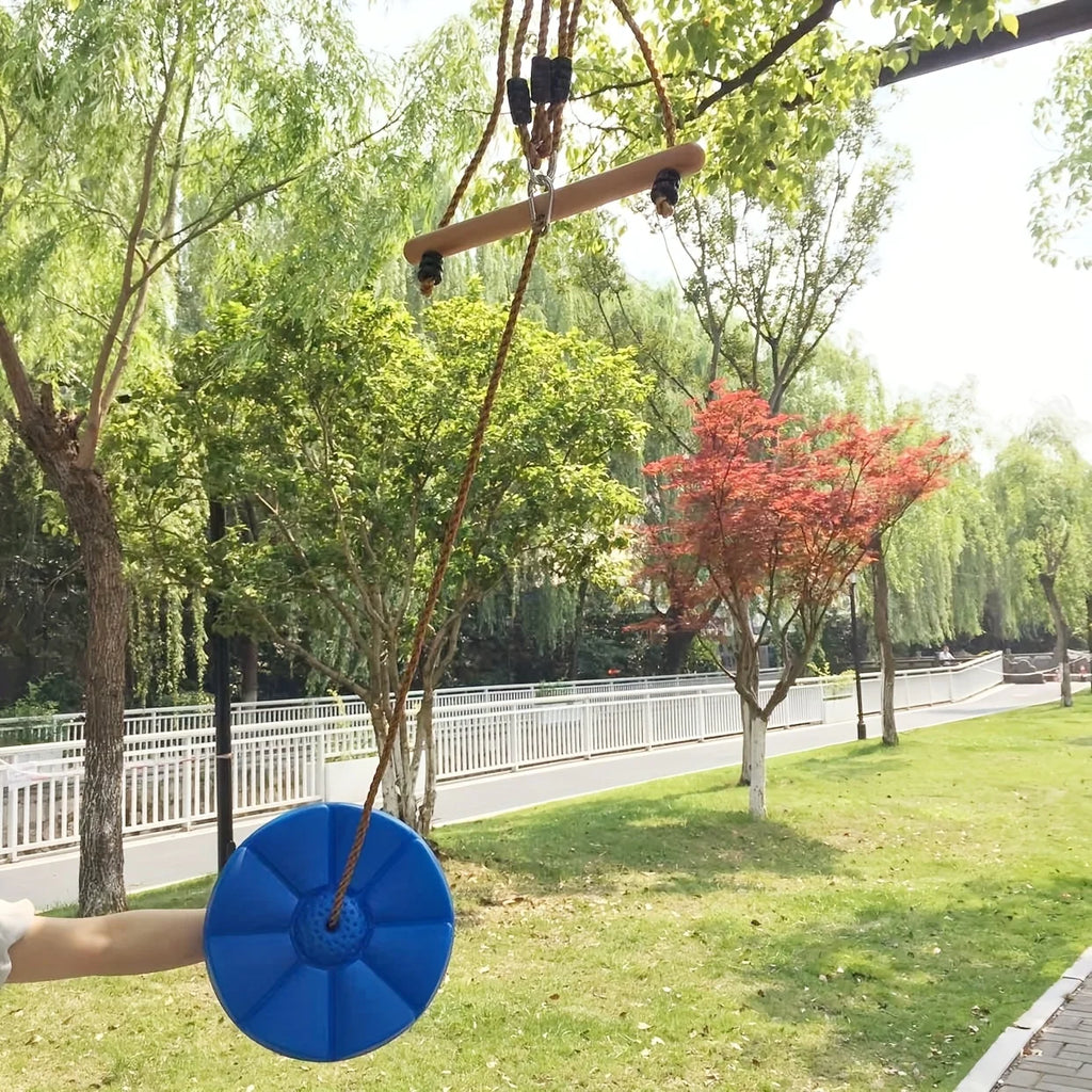 3-in-1 Rope Swing Set with Monkey Bars – Heavy Duty Outdoor Outdoor Swing Set PLUSH Blue