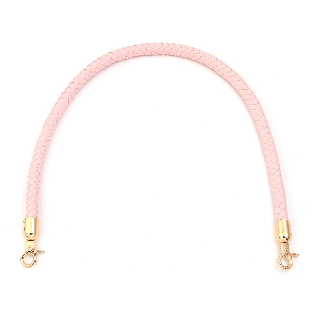 PU Leather Braided Bag Shoulder Strap with Lobster Clasp 30/60cm Bag Replacement Strap PLUSH light pink 60cm