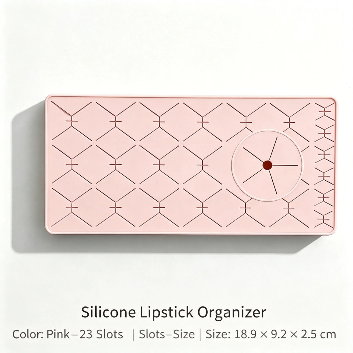 Silicone Lipstick Organizer – 23-Slot Makeup Storage Holder Makeup Organizer PLUSH PINK-S