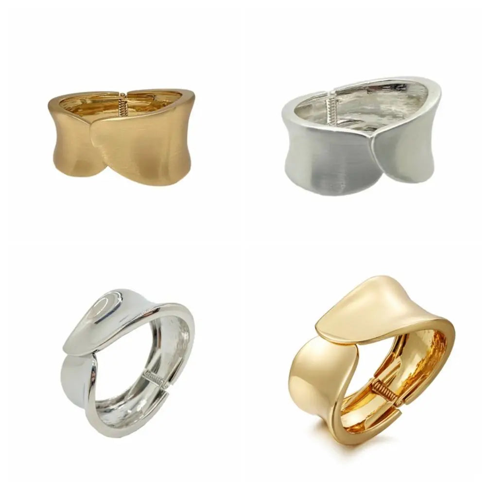 Irregular Wide Open Alloy Cuff Bangle – Gold & Silver Cuff Bangle PLUSH