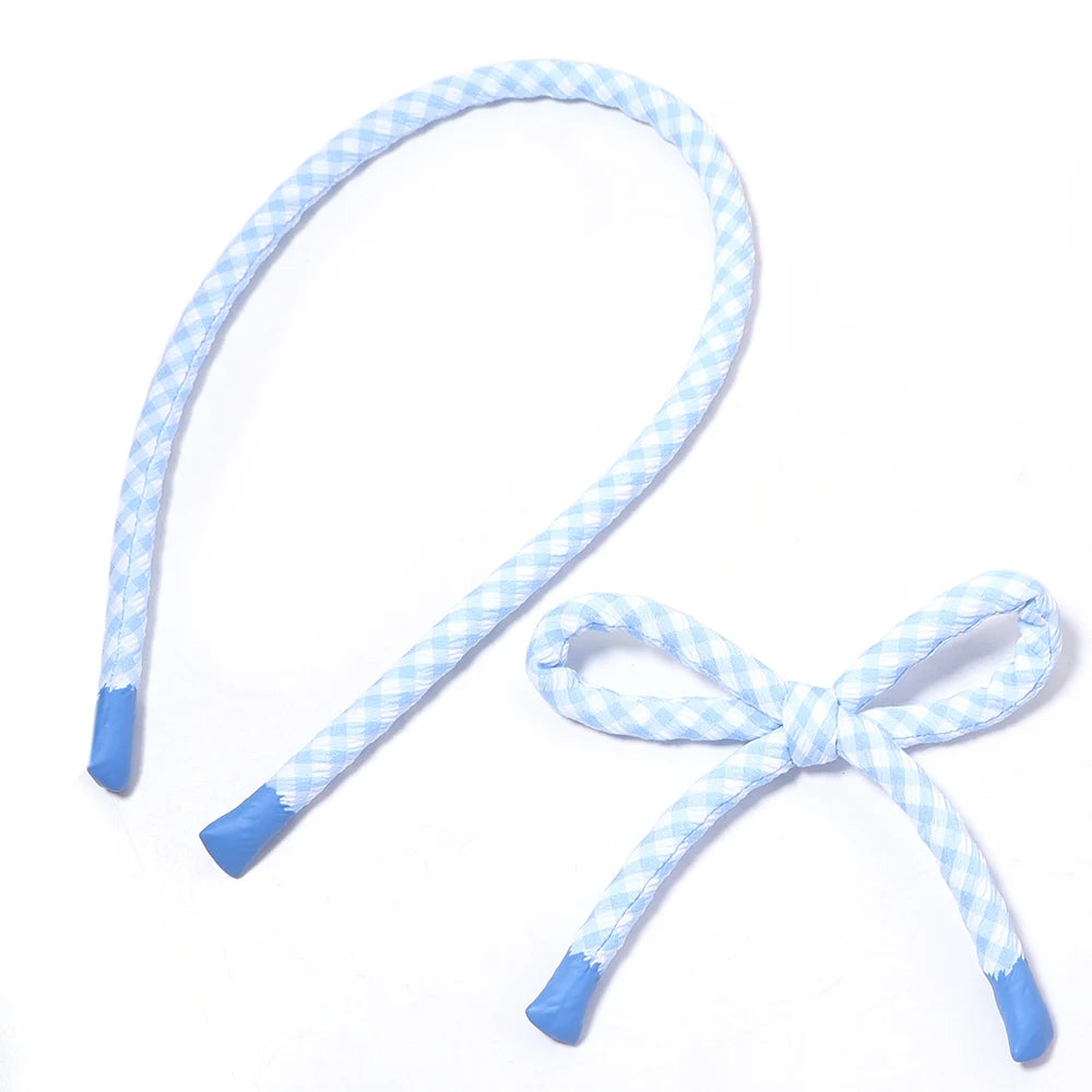 2pcs Plaid Cotton Cord Rope 55cm – DIY Bows & Jewelry Making Craft Cord Rope PLUSH blue white