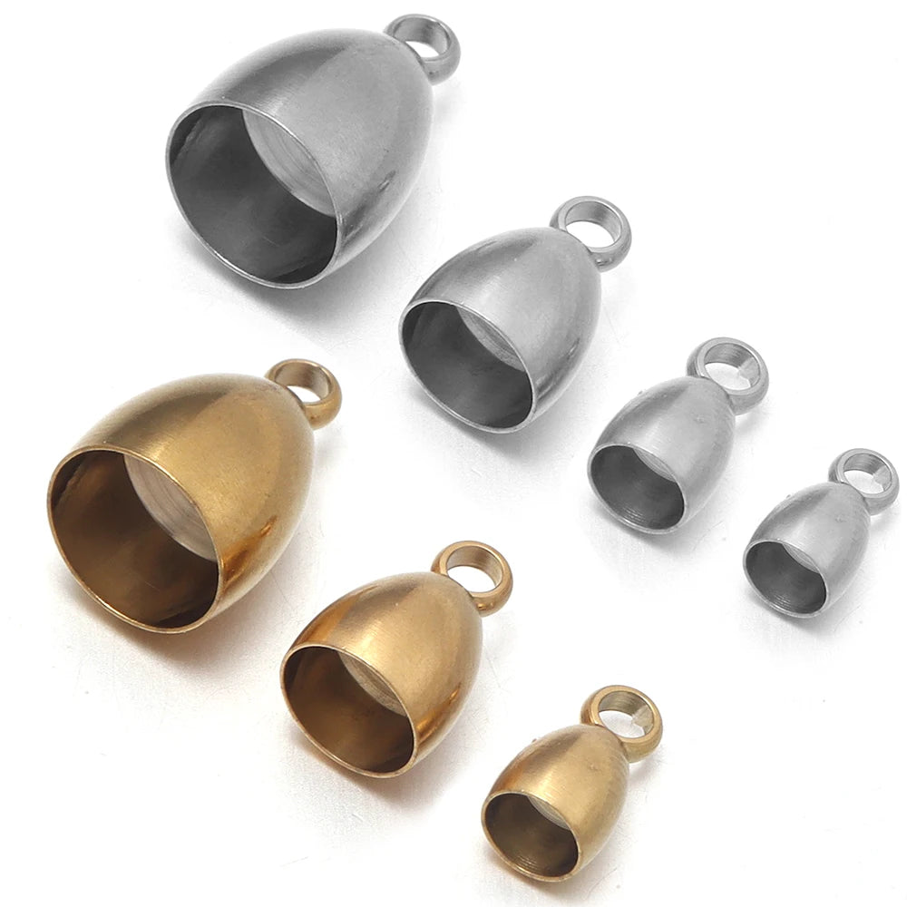 Stainless Steel Cord End Caps with Loop – 6pcs Jewelry Making Jewelry End Caps PLUSH