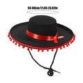 Mexican Sombrero Hat Adults Wide Brim Costume with Pom-Poms Costume Sombrero Hat PLUSH 1PC