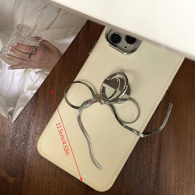 Bow-Knot Chain Finger Ring Holder – 360° Rotatable Phone Stand Phone Ring Holder PLUSH style 2