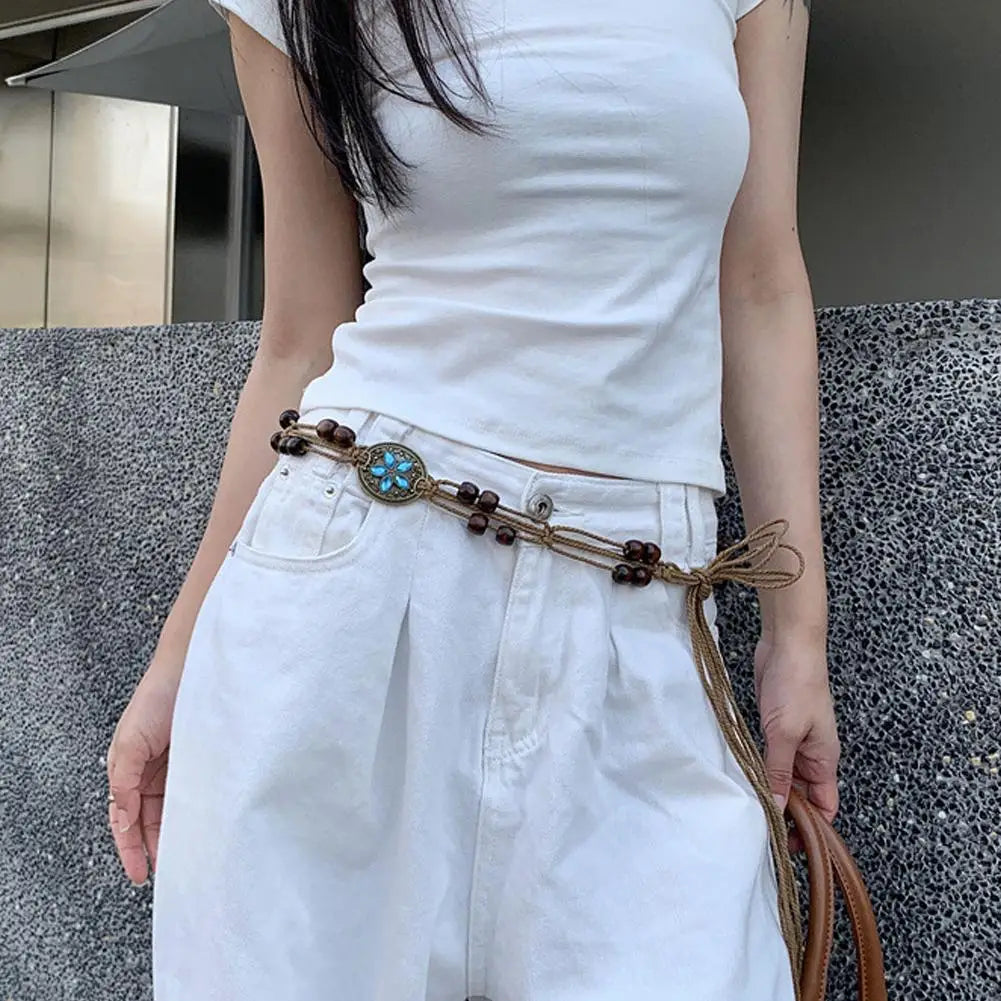 Vintage Bohemian Woven Waist Belt – Ethnic Boho Chain Woven Waist Belt PLUSH