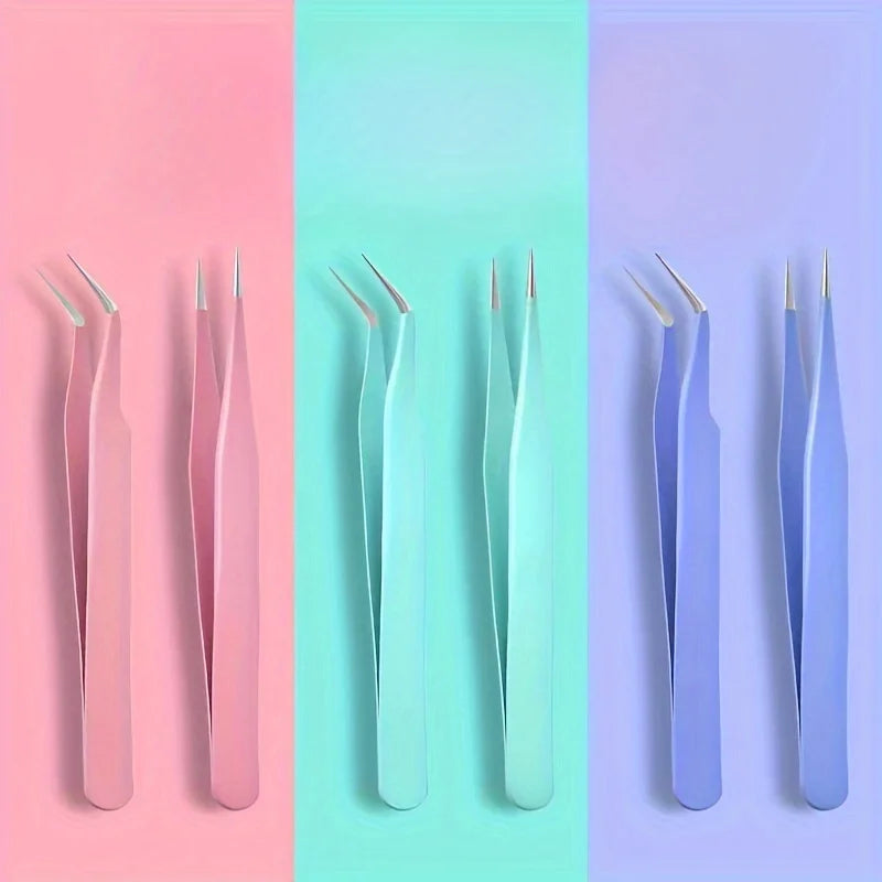 2pcs Stainless Steel Precision Tweezers – Straight & Curved Precision Tweezers Set PLUSH