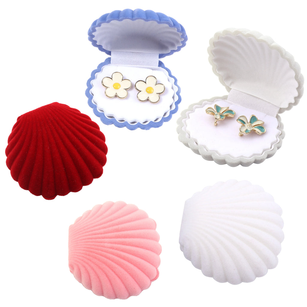 Shell Shape Velvet Jewelry Box – Ring, Earring & Gift Storage Jewelry Gift Box PLUSH