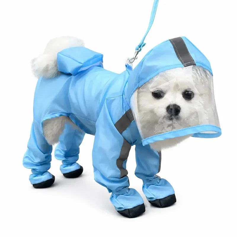 Small Dog Waterproof Poncho with Transparent Face Shield Dog Rain Poncho PLUSH