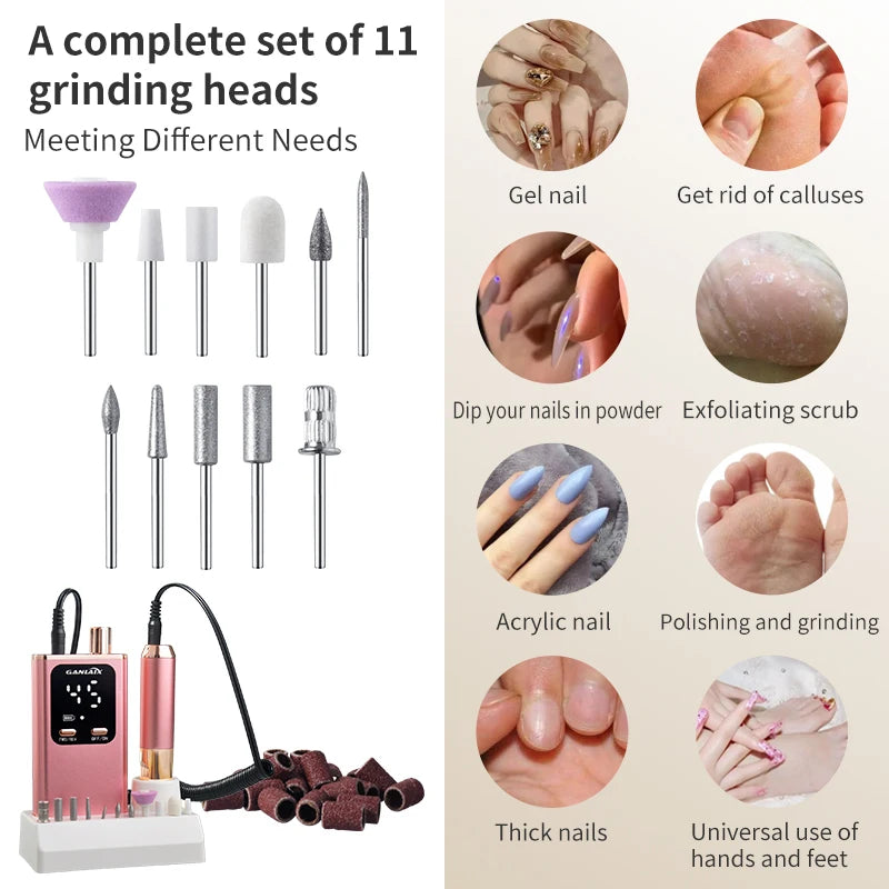 Rechargeable Electric Nail Drill – Gel & Acrylic Grinder Electric Nail Drill PLUSH