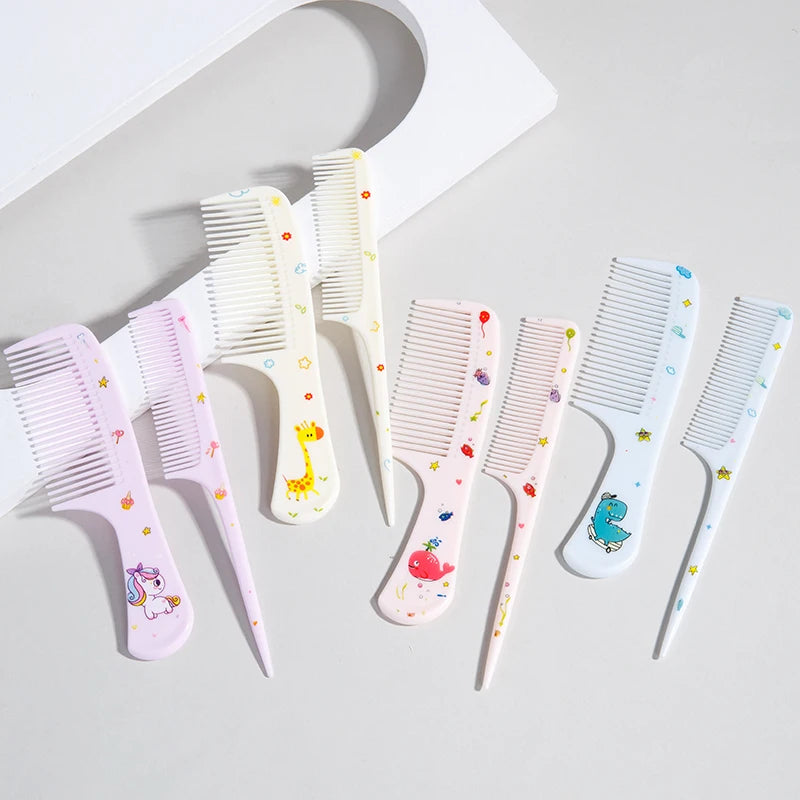 2-Piece Unicorn Detangling & Rat Tail Comb Set for Girls Hair Comb Set PLUSH