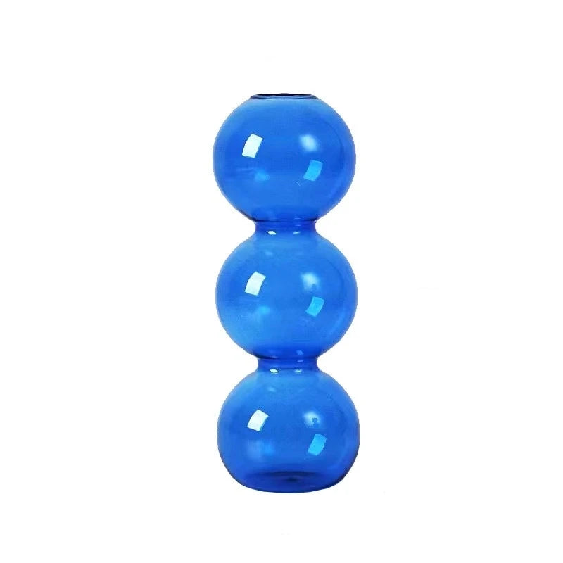 Nordic Glass Bubble Vase – Clear Bud Vase & Hydroponic Planter Glass Bud Vase PLUSH Blue 3balls