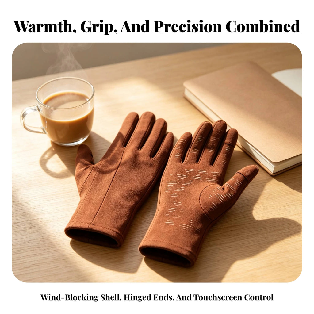 Flip-Top Thermal Gloves – Windproof Touchscreen Knit Mittens Convertible Finger Gloves PLUSH