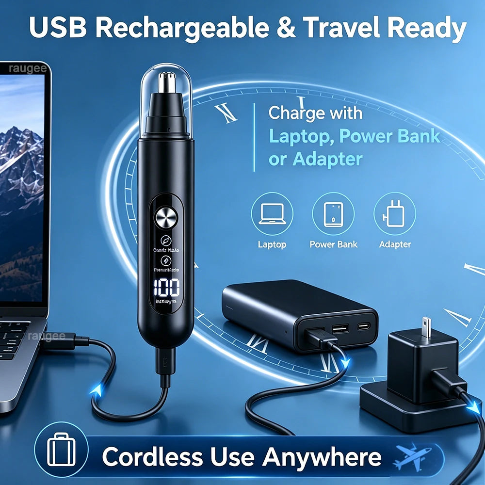 Raugee USB Rechargeable Electric Nose & Ear Hair Trimmer Electric Hair Trimmer PLUSH
