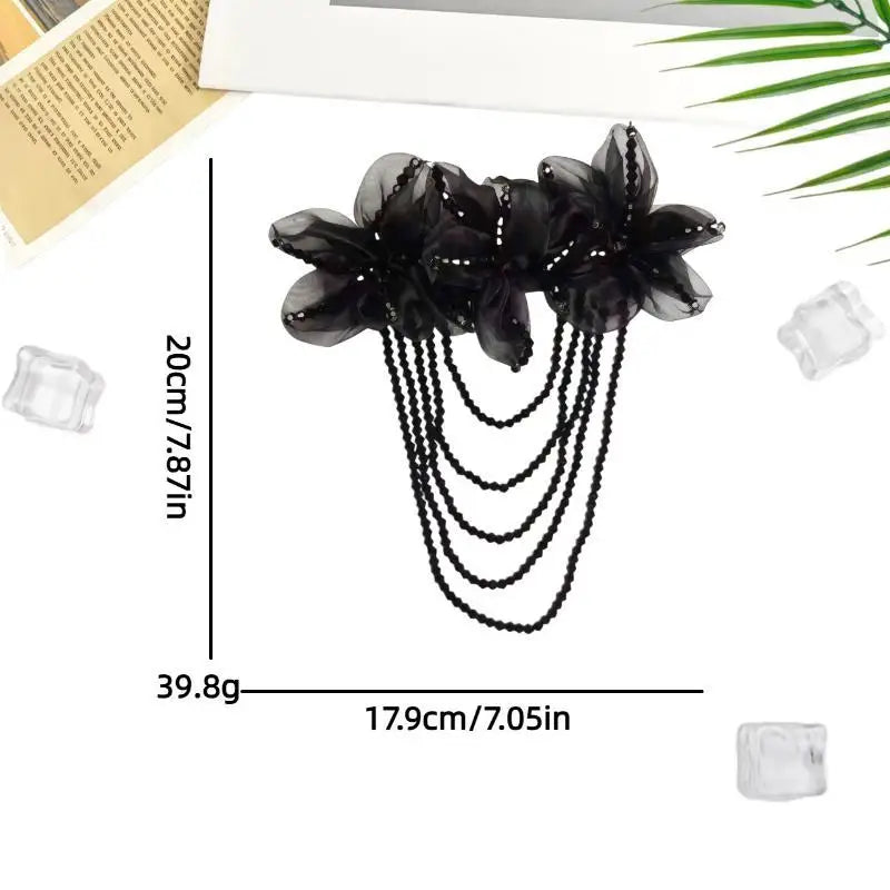 Crystal Chiffon Flower Beaded Tassel Corsage | DIY Patch Beaded Flower Corsage PLUSH A3