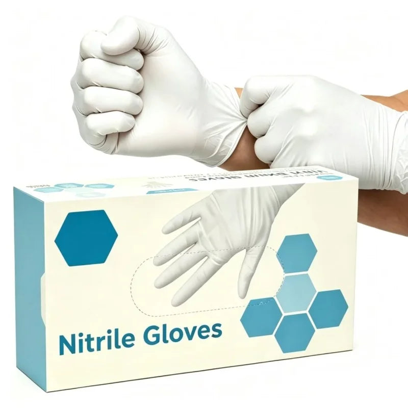 White Disposable Nitrile Gloves Waterproof 20/60/100 Pack Disposable Nitrile Gloves PLUSH