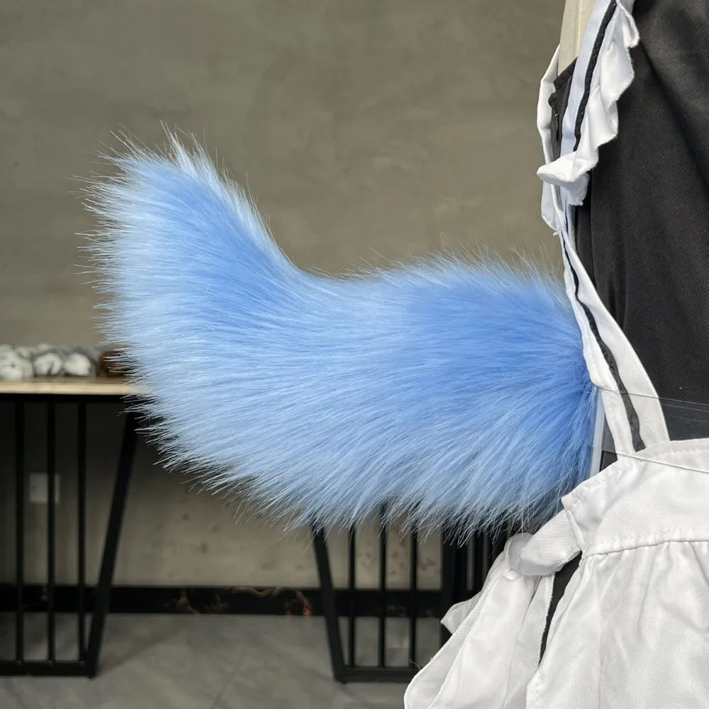 Electric Moving Cosplay Tail – Remote Control, USB Rechargeable Fur Cosplay Costume Tail PLUSH Blue Option 1