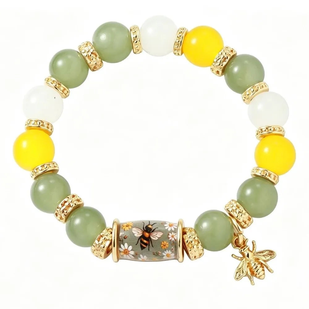Hummingbird Butterfly Bee Sunflower Beaded Bracelet Women Beaded Bracelet PLUSH Green Bees