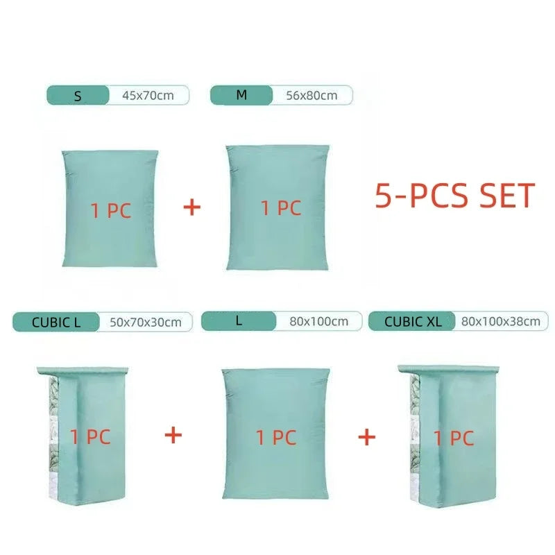 TAILI No-Pump Vacuum Storage Bags 3-5PC | Clothes & Blankets Vacuum Storage Bags PLUSH MIX 5 PCS