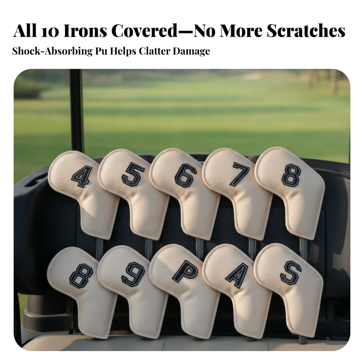 10-Piece Waterproof Golf Iron Head Covers – Padded PU Leather Golf Iron Head Covers PLUSH