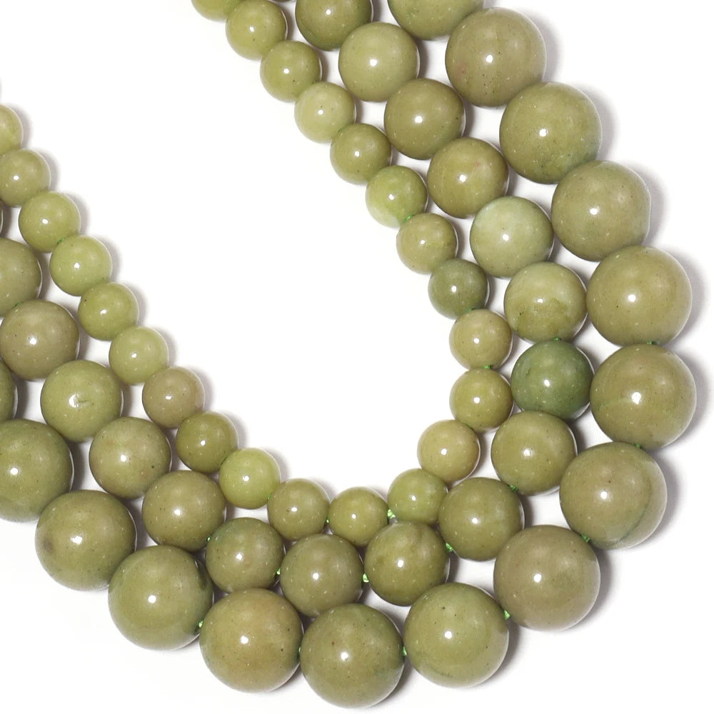 Dark Avocado Green Natural Stone Beads 6/8/10mm DIY Jewelry Natural Stone Beads PLUSH