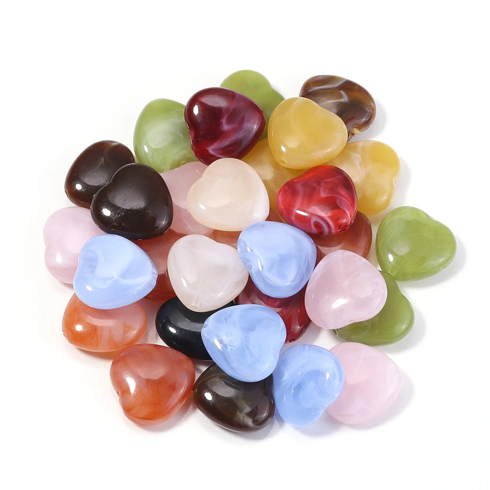 30pcs Dual Color Heart Acrylic Spacer Beads – DIY Jewelry Acrylic Spacer Beads PLUSH random mix
