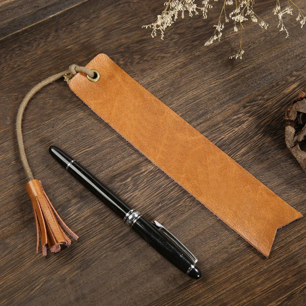 PU Leather Tassel Bookmark – Blank Journal & Book Page Marker PU Leather Bookmark PLUSH