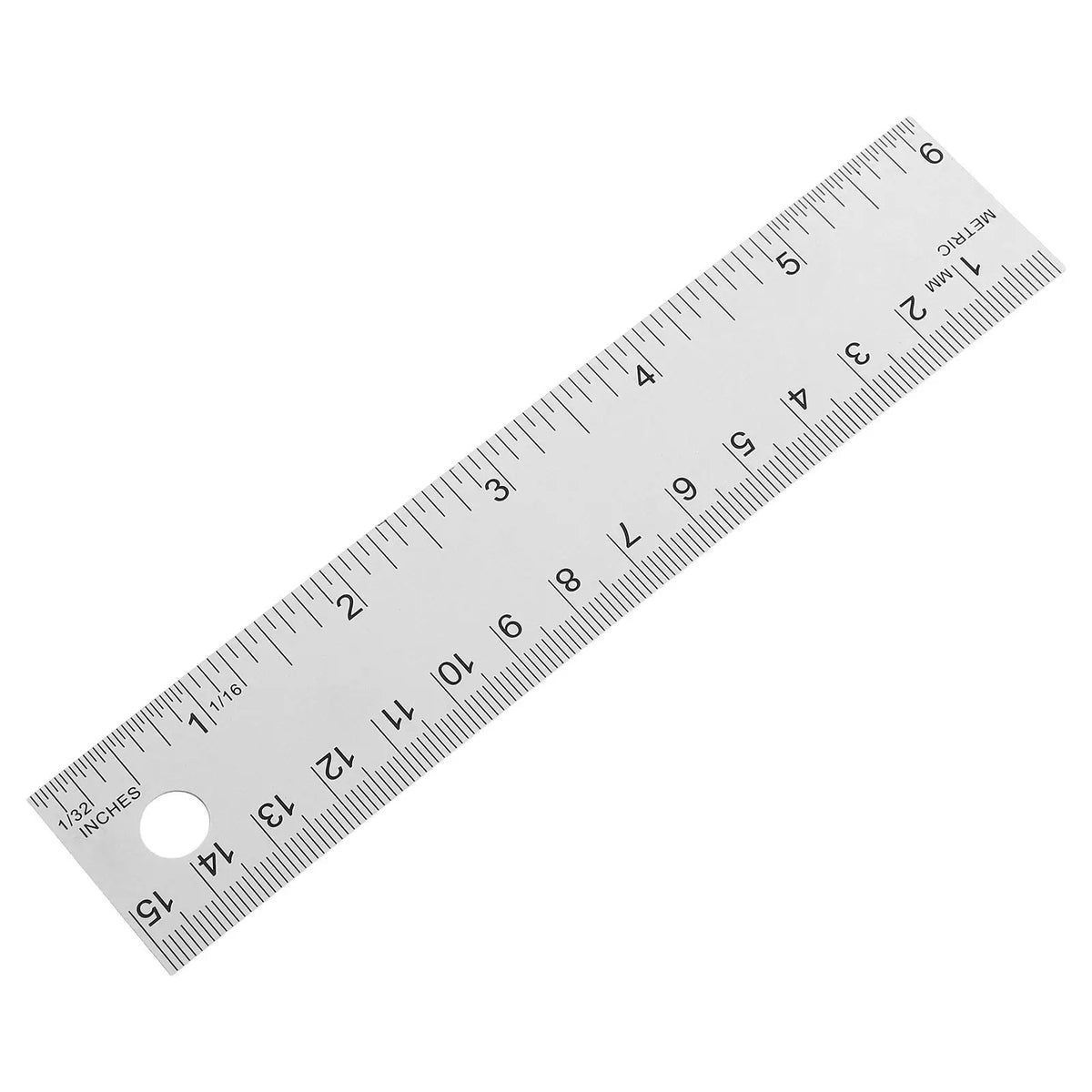 Stainless Steel Cork Back Metal Ruler 15cm/6in Dual Scale Metal Ruler PLUSH
