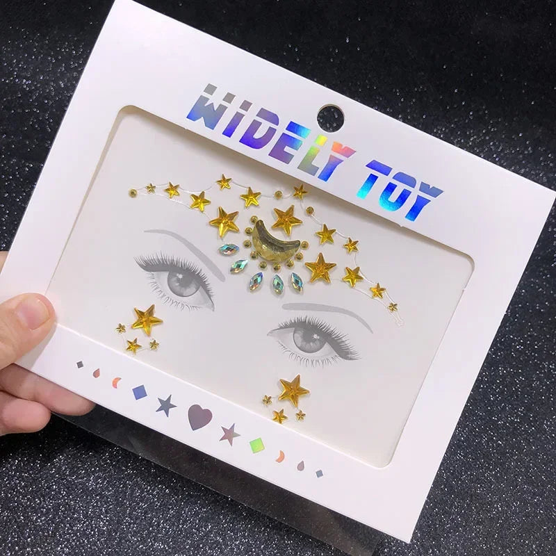 Crystal Face Gems Rhinestone Temporary Tattoo Stickers