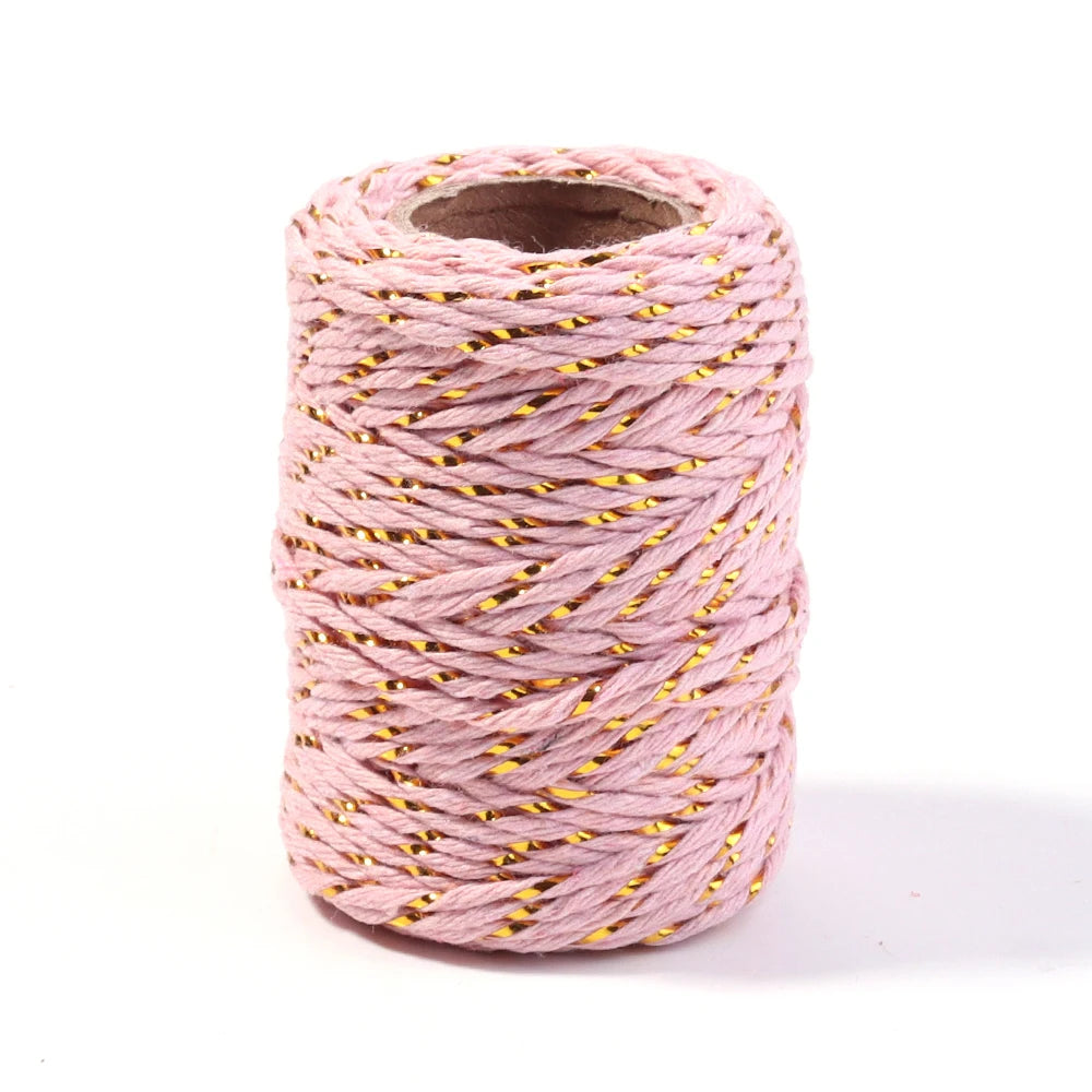 20m Gold Colorful Braided Cotton Cord – DIY Crafts & Gift Wrap Braided Craft Cord PLUSH pink 2mm
