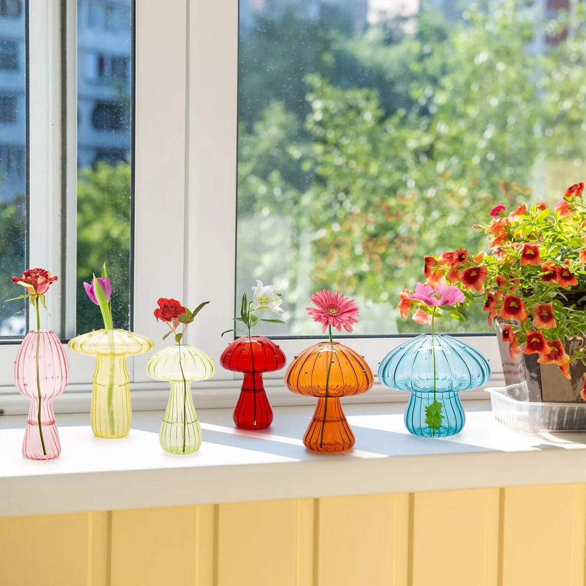 Mushroom Glass Vase Set – Mini Propagation Terrarium Décor Glass Propagation Vase PLUSH