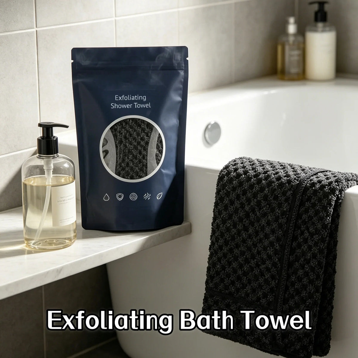 Ultra-Long Exfoliating Back Scrubber Towel for Men & Women Exfoliating Bath Scrubber PLUSH