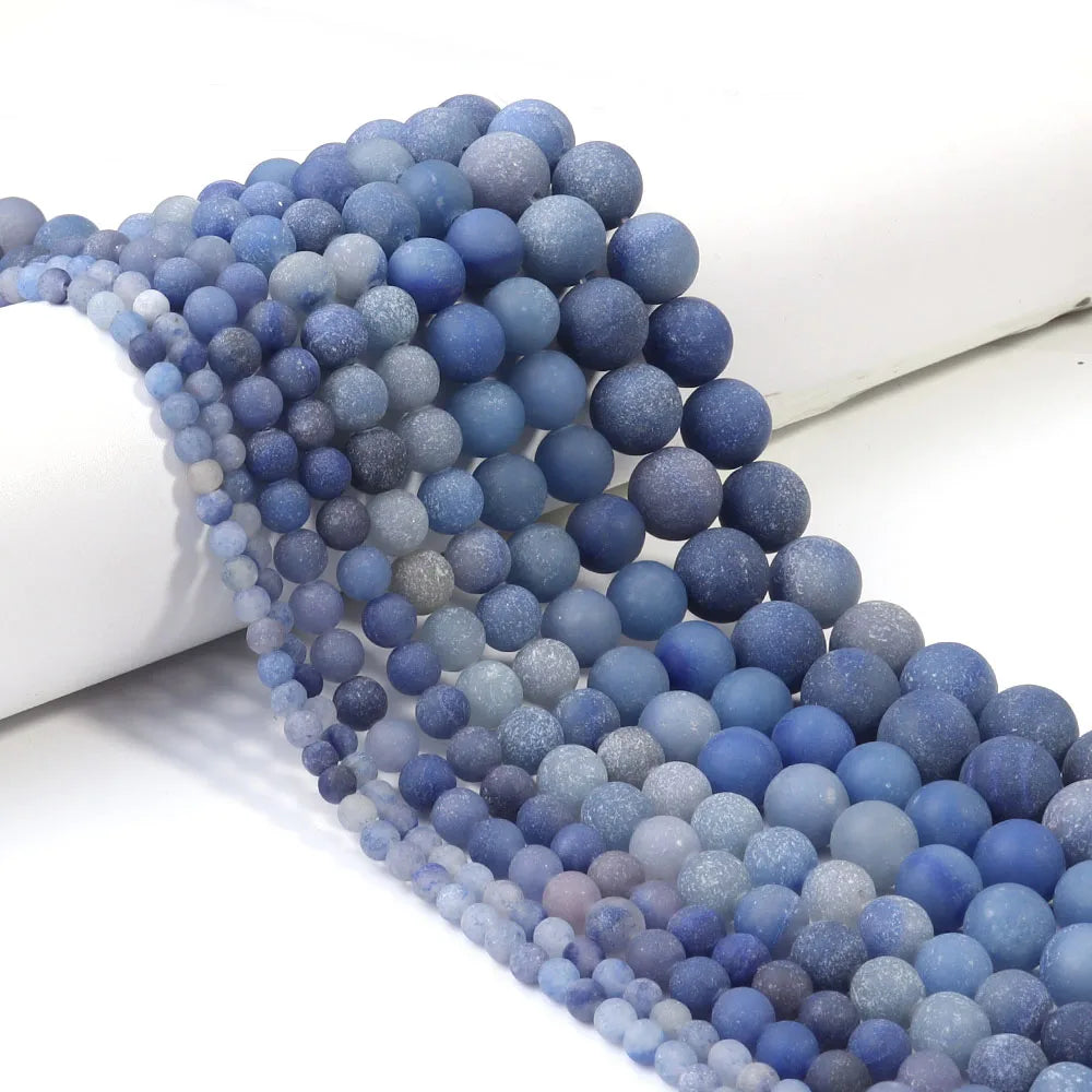 Natural Blue Aventurine Matte Stone Beads 4–12mm | DIY Jewelry Stone Spacer Beads PLUSH Matte 12mm-ap32pcs