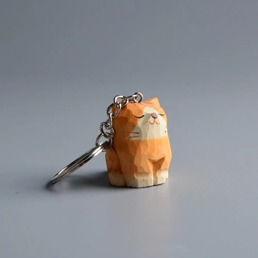 Handmade Wooden Cat Keychain – Kawaii Ragdoll & Siamese Pendant Wooden Cat Keychain PLUSH