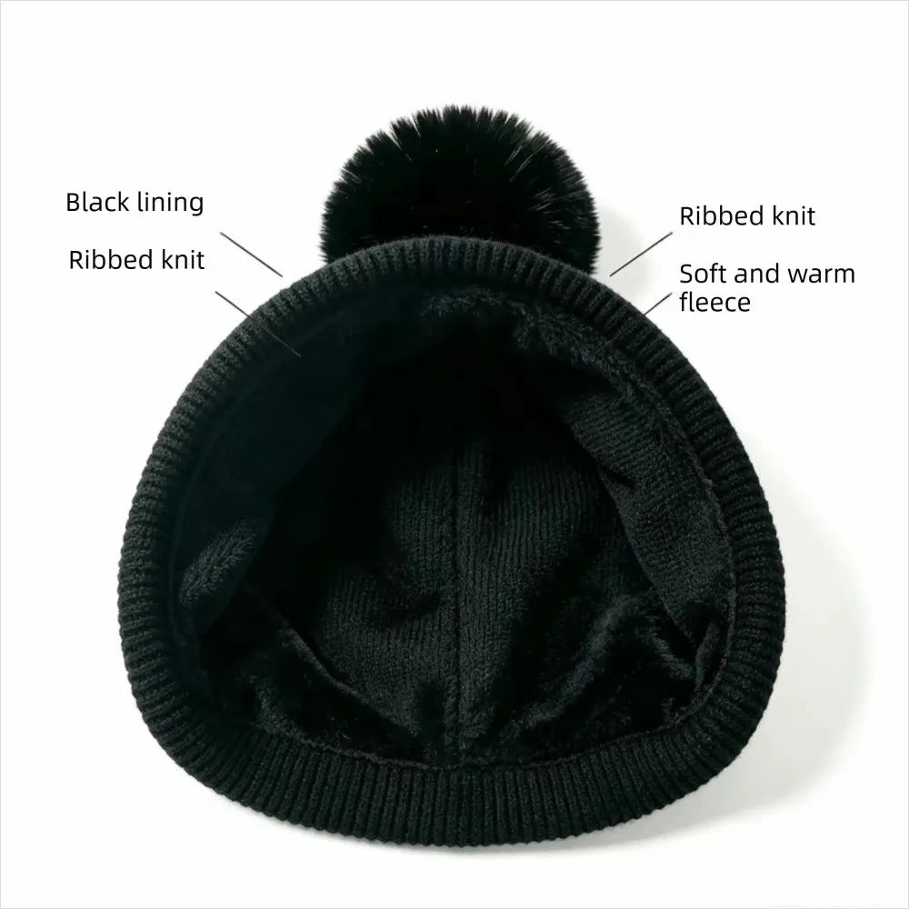 Women's Rhinestone Snowflake Knit Beanie – Warm Winter Hat Winter Knit Beanie PLUSH