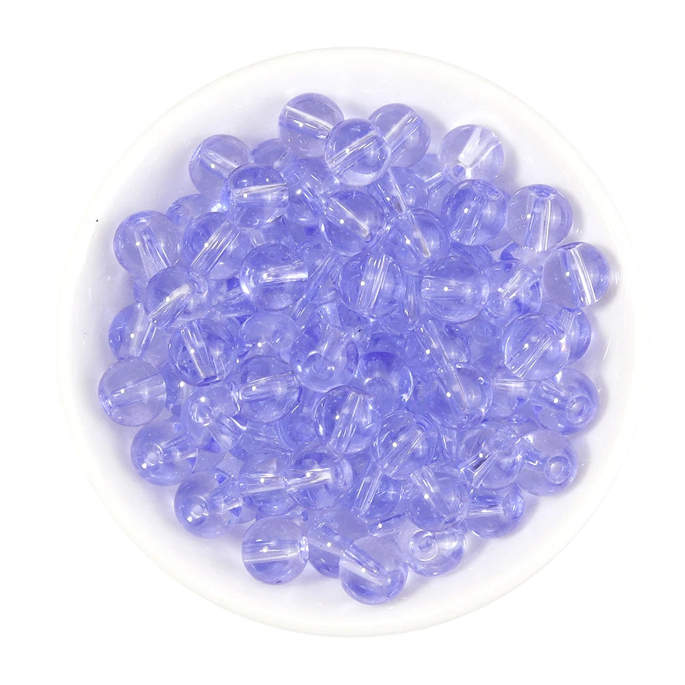 50pcs Colorful Round Glass Crystal Beads – DIY Jewelry Making Glass Craft Beads PLUSH blue purple 8mm hole 1.6mm