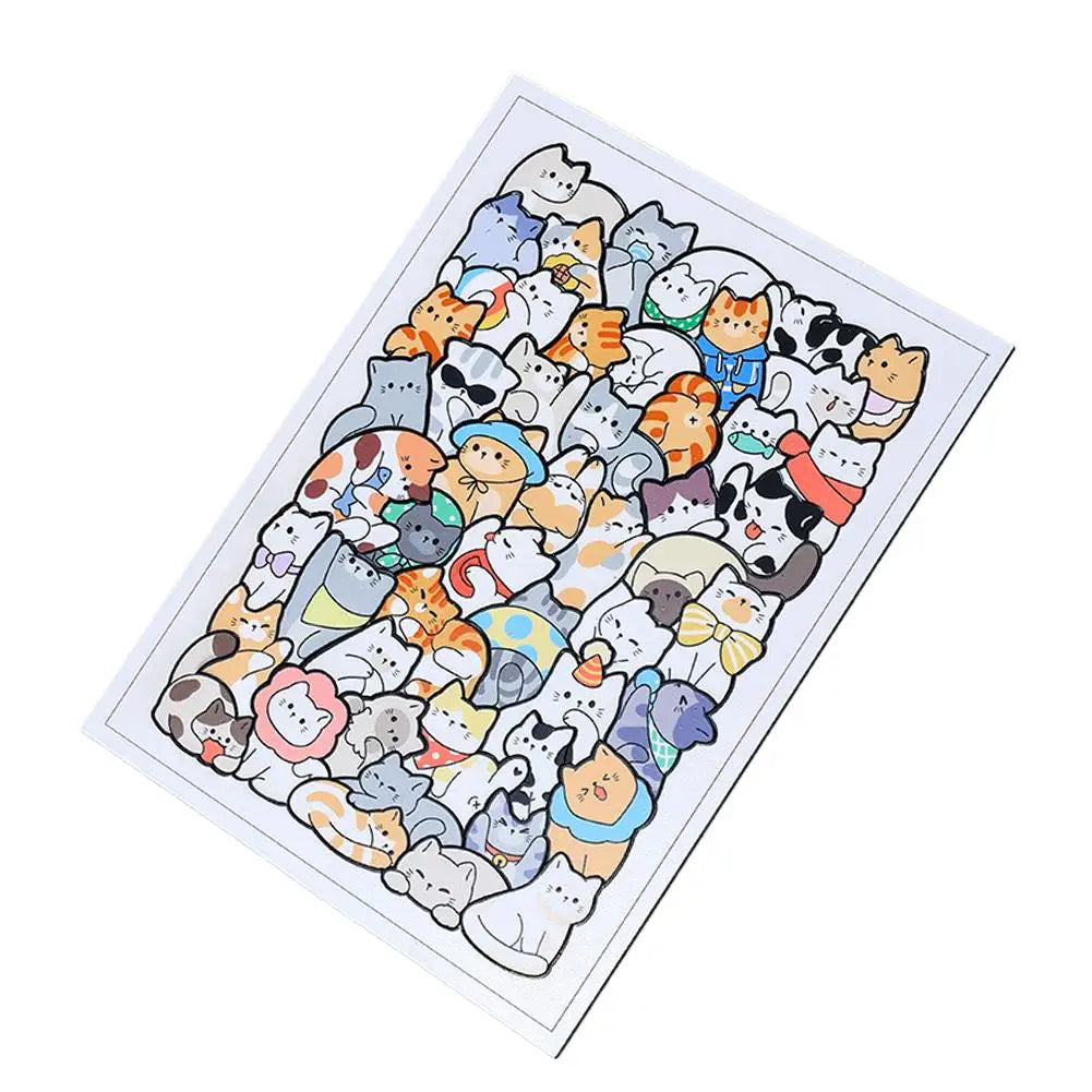 Wooden Cat Animal Puzzle – 50-Piece Irregular Laser-Cut Wood Wooden Jigsaw Puzzle PLUSH B