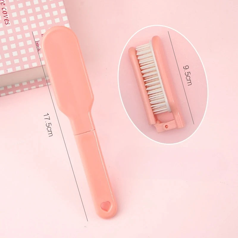 Candy Color Foldable Hair Comb – Portable Travel Hair Brush Foldable Hair Comb PLUSH pink