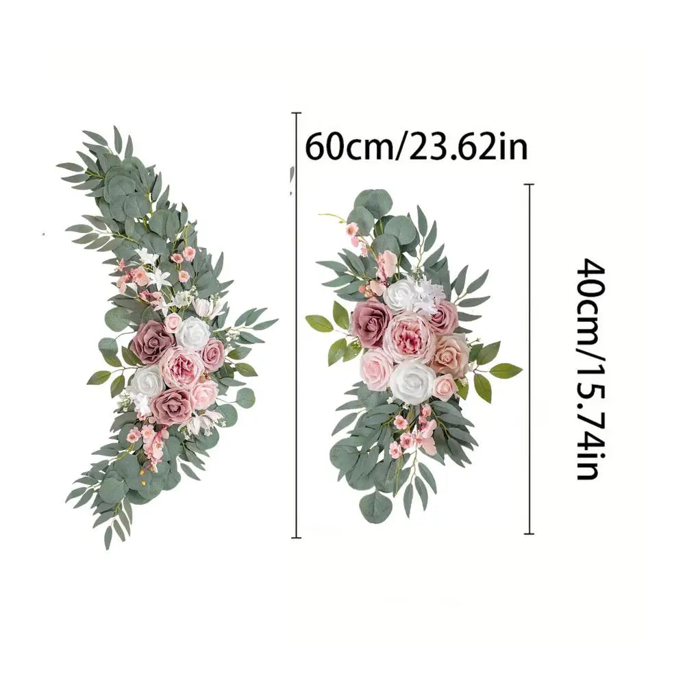 Artificial Rose Wedding Arch Flowers Pink Silk Garland 2pcs Artificial Flower Garland PLUSH Pinks