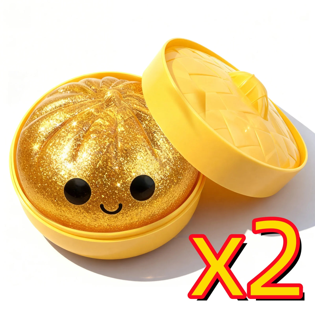 Gold Glitter Dumpling Squishy Toy – Slow Rising Fidget Toy Squishy Fidget Toy PLUSH B x 2