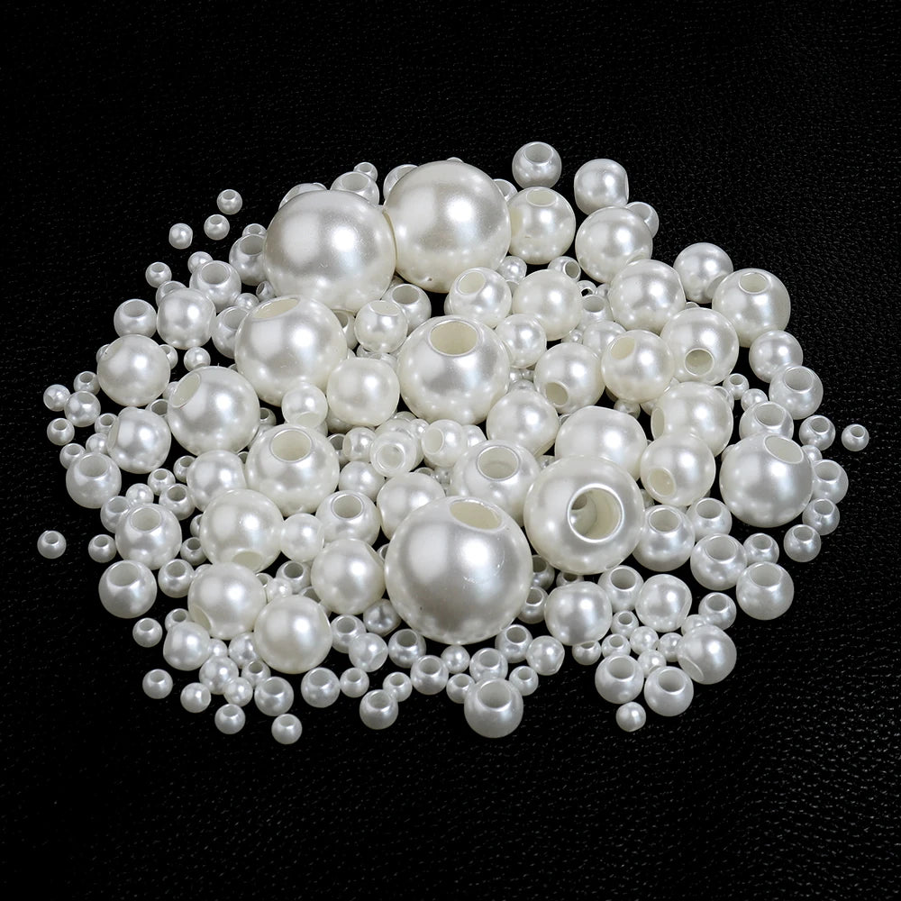 Vintage ABS Imitation Pearl Big Hole Spacer Beads – DIY Jewelry Pearl Spacer Beads PLUSH