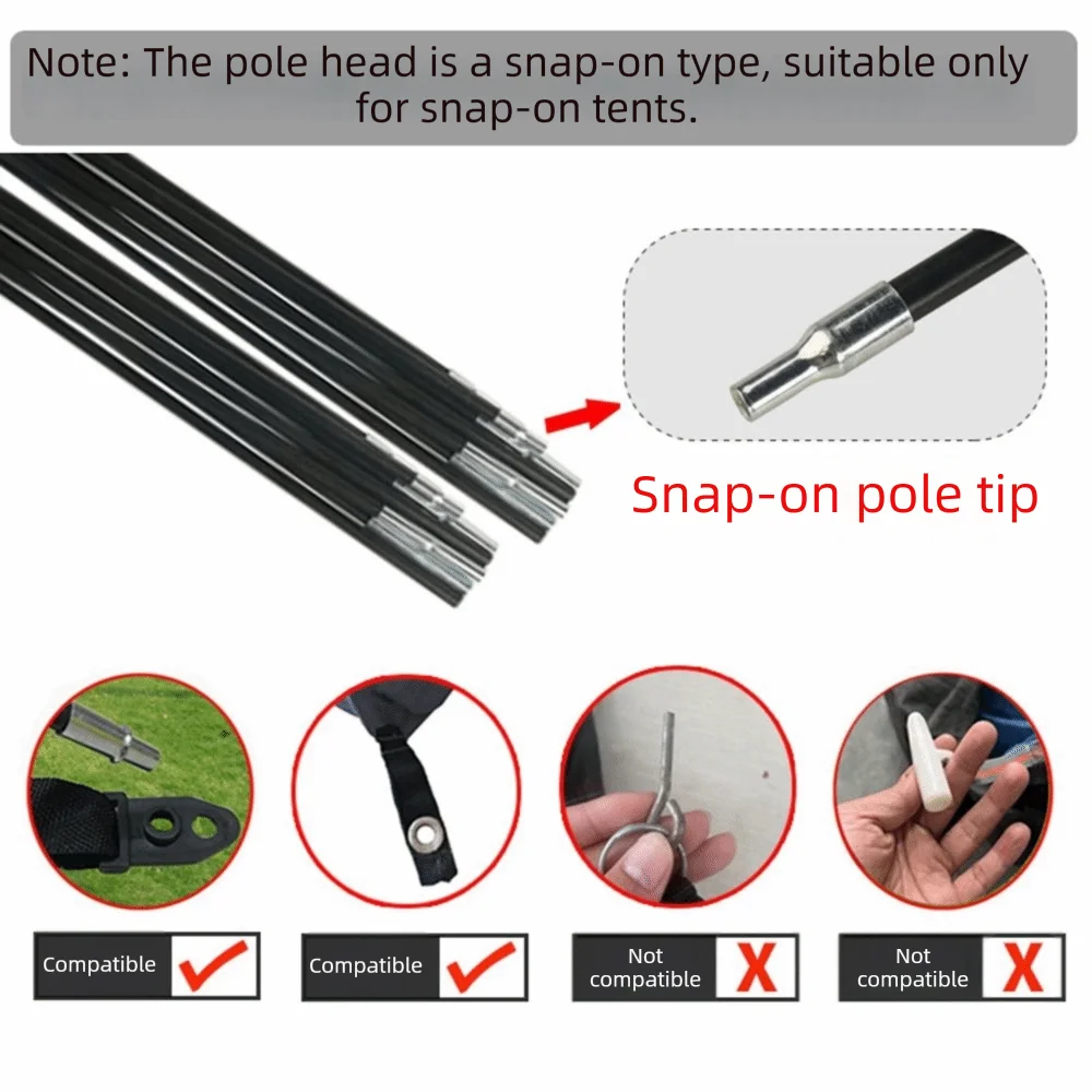 2-Pack Fiberglass Tent Poles – Adjustable Replacement Kit Tent Pole Kit PLUSH
