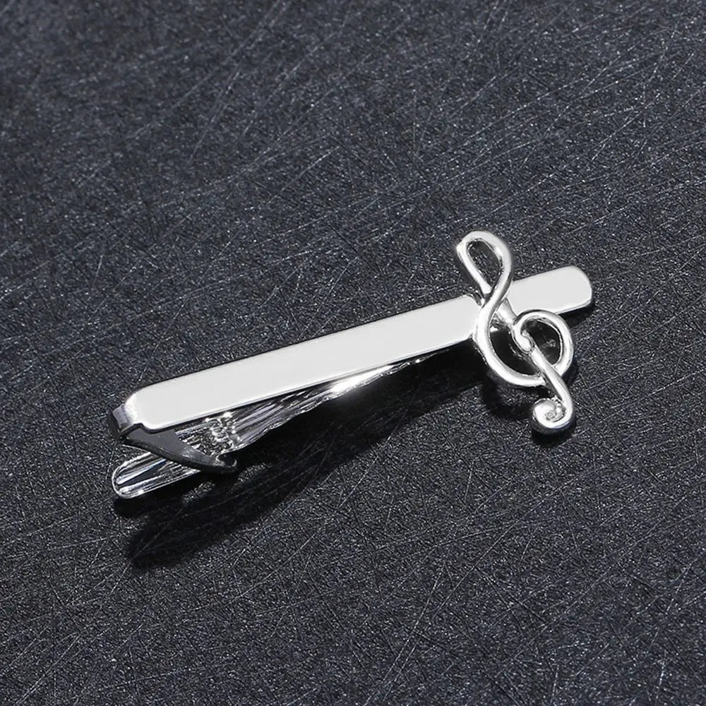 Silver Musical Note Tie Clip – Men's Necktie Bar Pin Tie Clip PLUSH