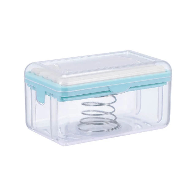 Roller Soap Dish Holder with Drain & Sponge | Plastic Soap Box Soap Dish Holder PLUSH Soap Dish Blue