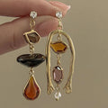 Zircon Drop Dangle Earrings – Asymmetric Vintage Style Drop Dangle Earrings PLUSH Style C