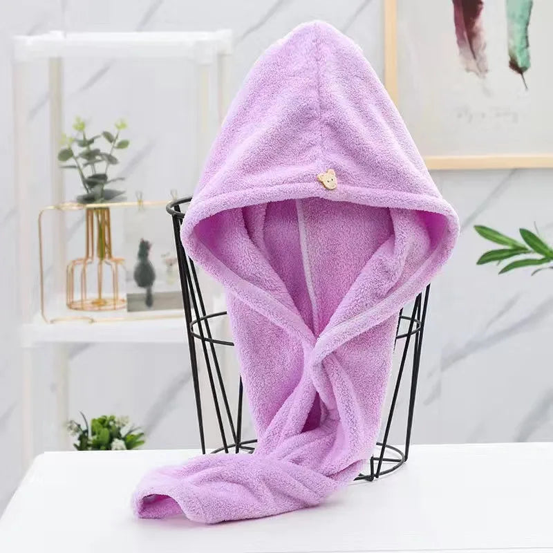 10-Pack Microfiber Hair Towel Turbans with Buckle – Quick Dry Microfiber Hair Turban PLUSH purple 5pcs