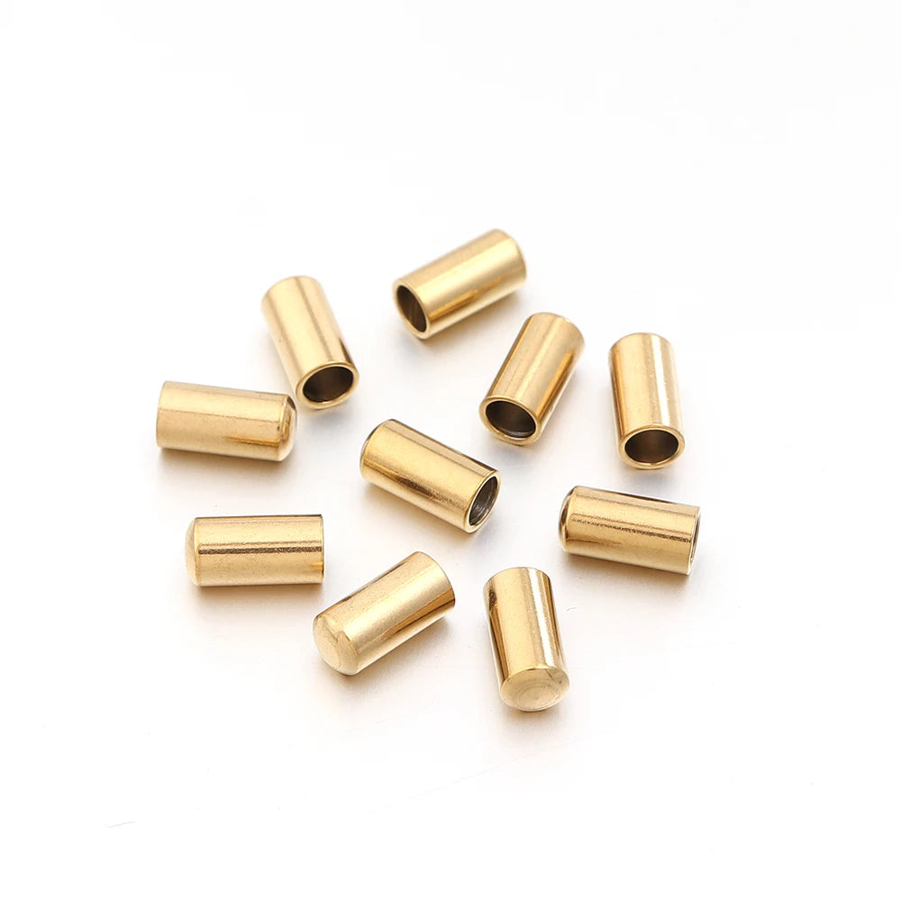 Stainless Steel Crimp Cord End Caps DIY Jewelry – 10/20pcs Jewelry Findings PLUSH Gold 3mm 10pcs