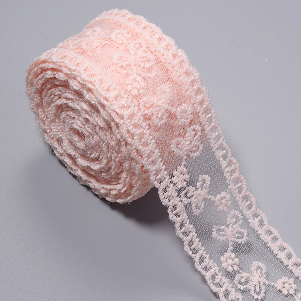 5 Yards Floral Embroidery Lace Trim Ribbon 4cm – DIY Craft Lace Trim Ribbon PLUSH light pink 4cm