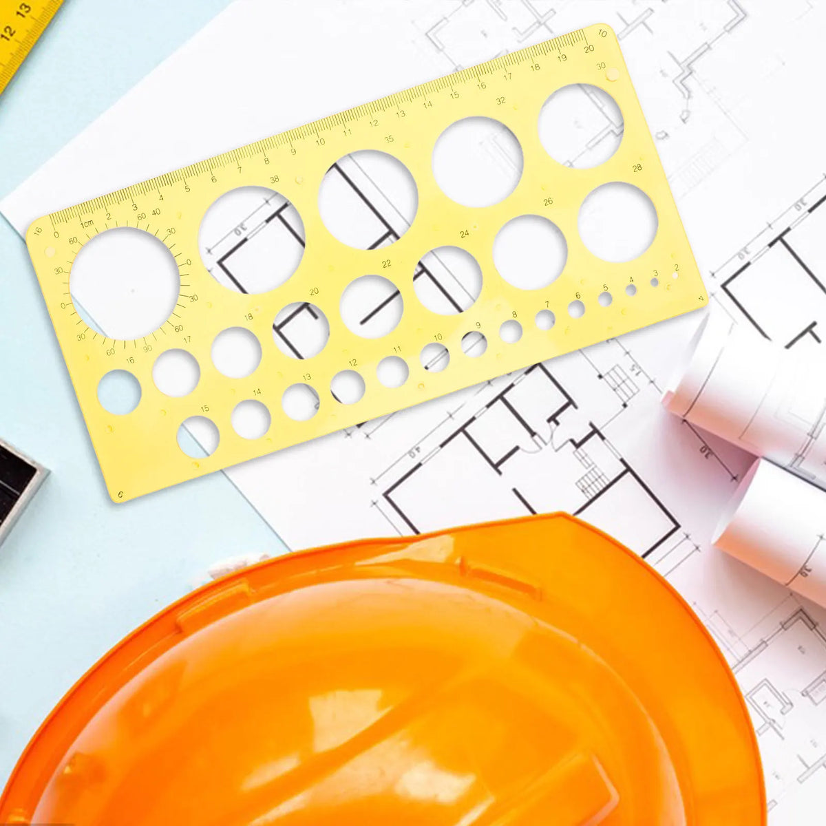 Yellow Plastic Circle Template Ruler – Multi-Function Drafting Tool Circle Template Ruler PLUSH