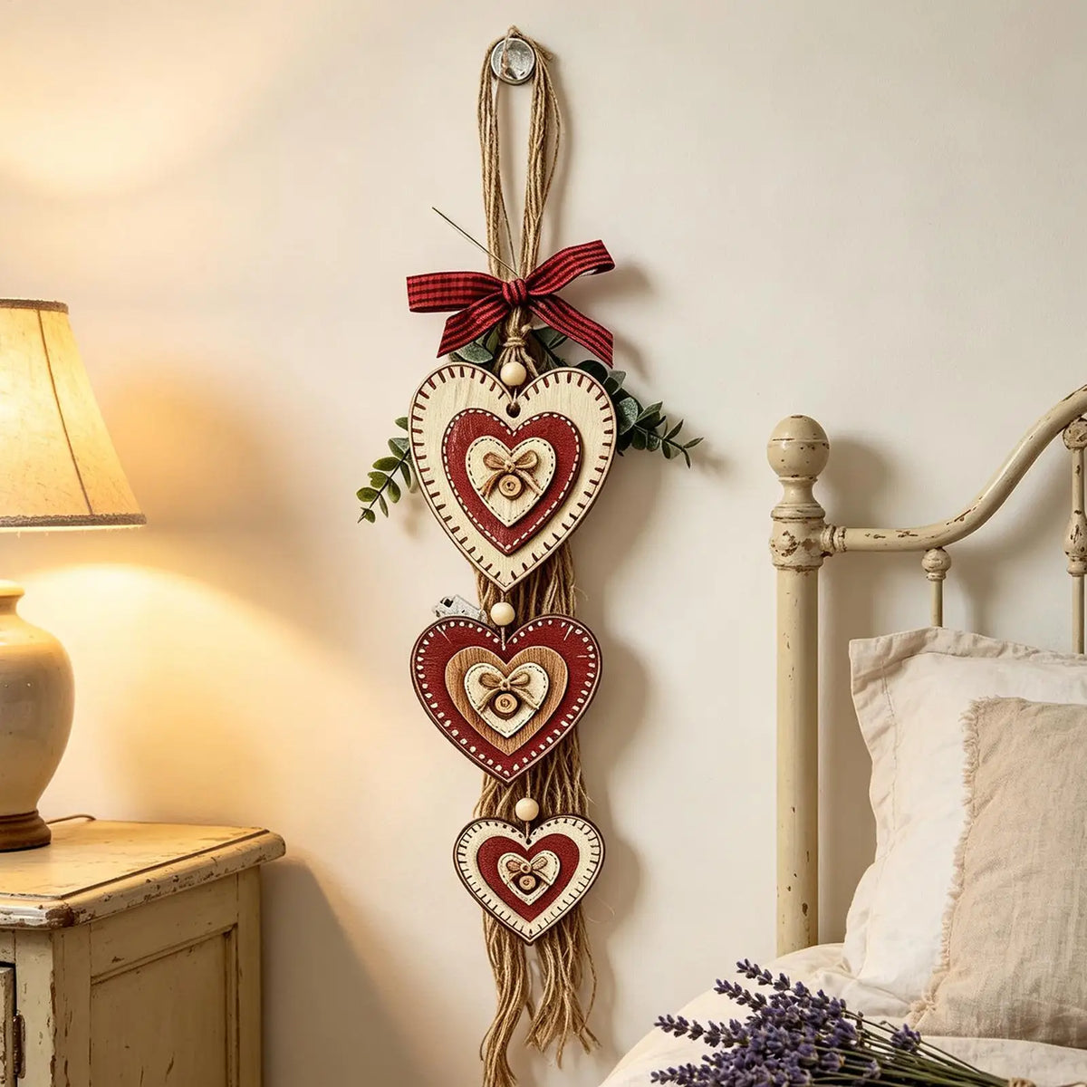 Rustic Wooden Heart Wall Decor – Farmhouse Home Ornament Wall Decor Ornament PLUSH