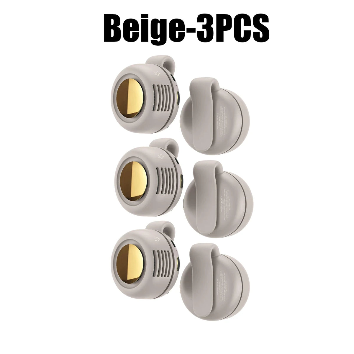 Bladeless Clip-On Mini Fan USB Rechargeable – Travel Fan Personal Clip-On Fan PLUSH Beige 3PCS